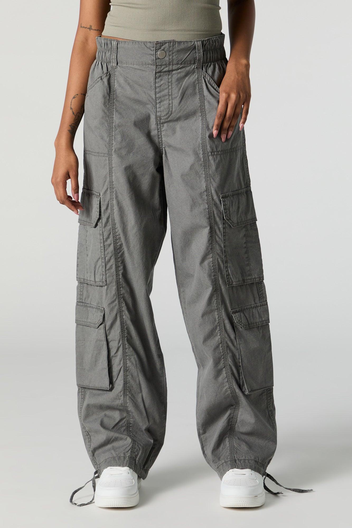Self Tie Hem Straight Leg Multi Pocket Cargo Pant Female Product Image