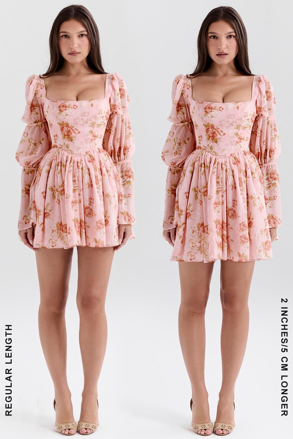Sancia English Vintage Rose Print Puff Sleeve Mini Dress Product Image