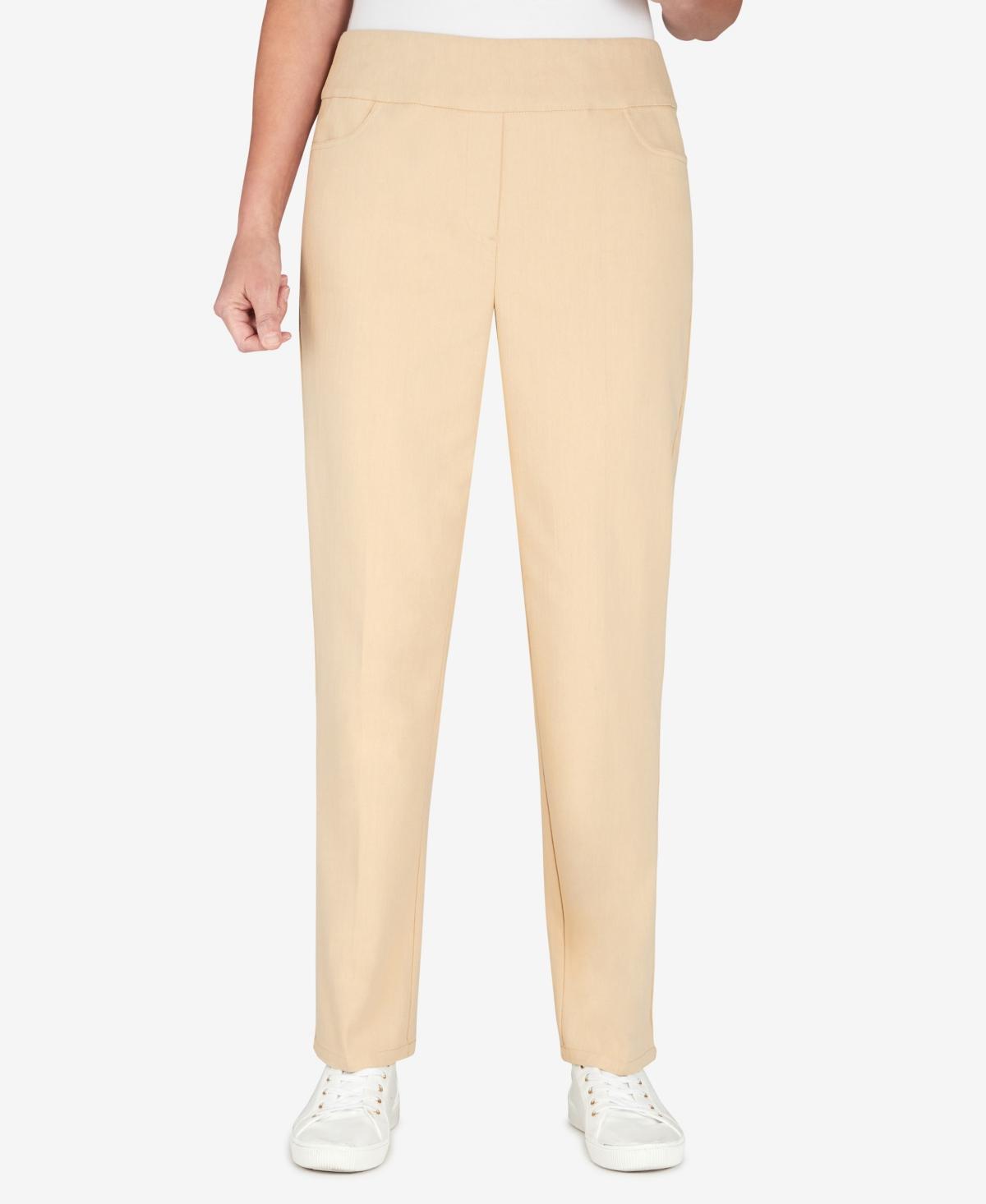 Petite Alfred Dunner Super Stretch Pull-On Straight-Leg Denim Pants, Womens Grey Product Image