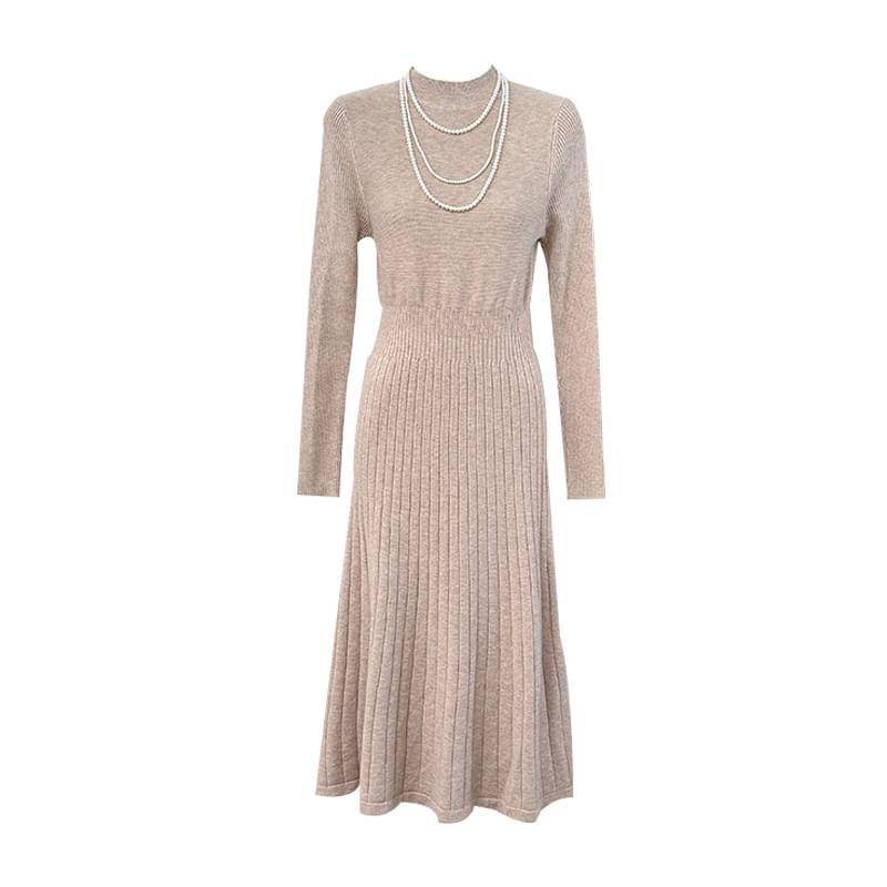 Mock-Neck Ribbed Midi Dress Product Image