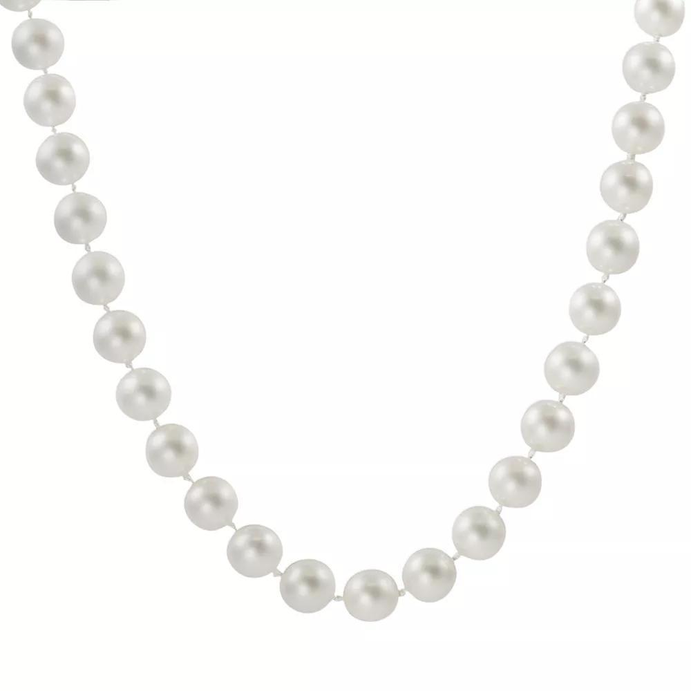 18k White Gold 1/10-ct. T.W. Diamond and AAA Akoya Cultured Pearl Necklace, Women's, Size: 18" Product Image