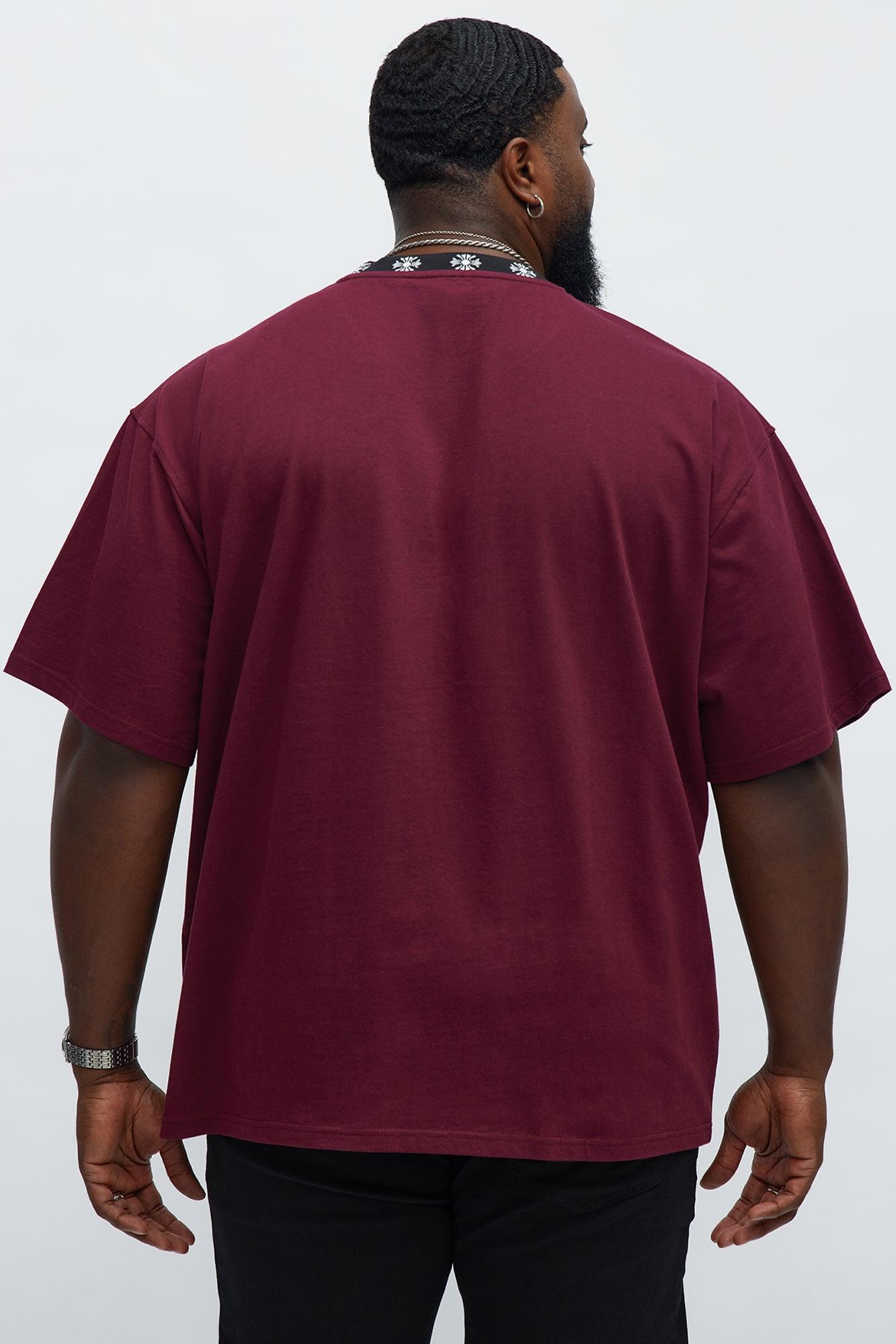 Short Sleeve Cross Collar Graphic - DarkRed Product Image