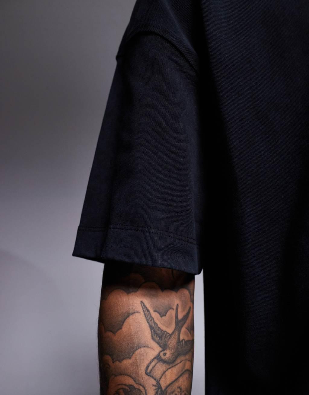 4505 Icon boxy heavyweight cotton t-shirt with quick dry finish in washed black  Product Image