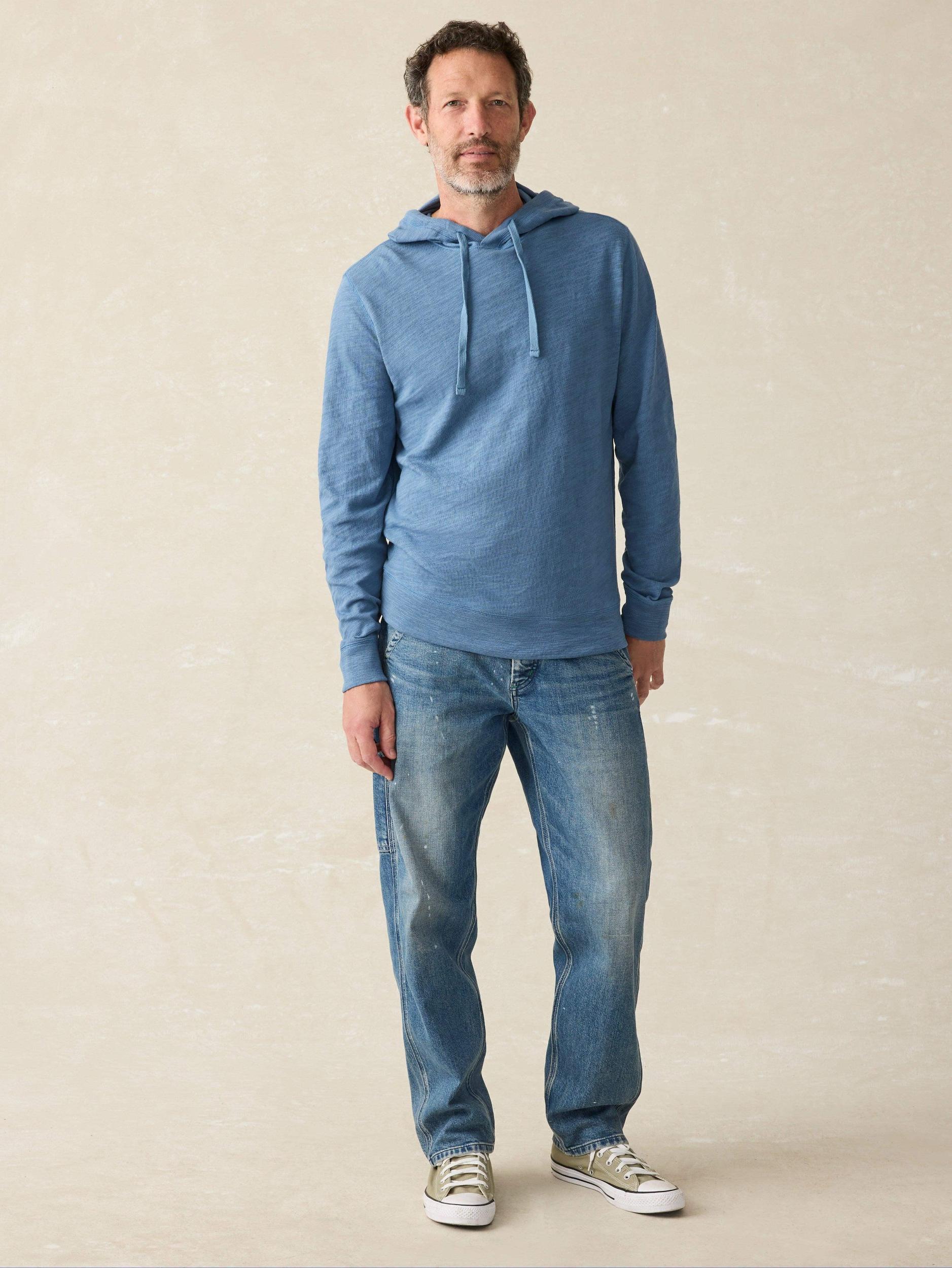 Sunwashed Slub Hoodie - Aqua Ocean Male Product Image