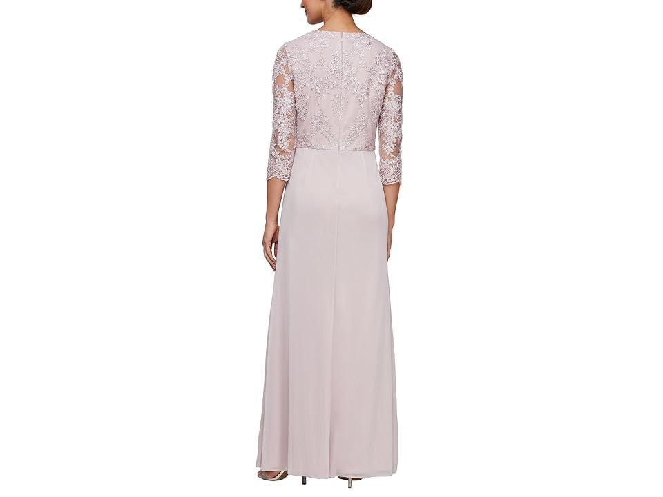Alex Evenings Long Empire Waist Dress with Surplice Neckline (Blush) Women's Dress Product Image