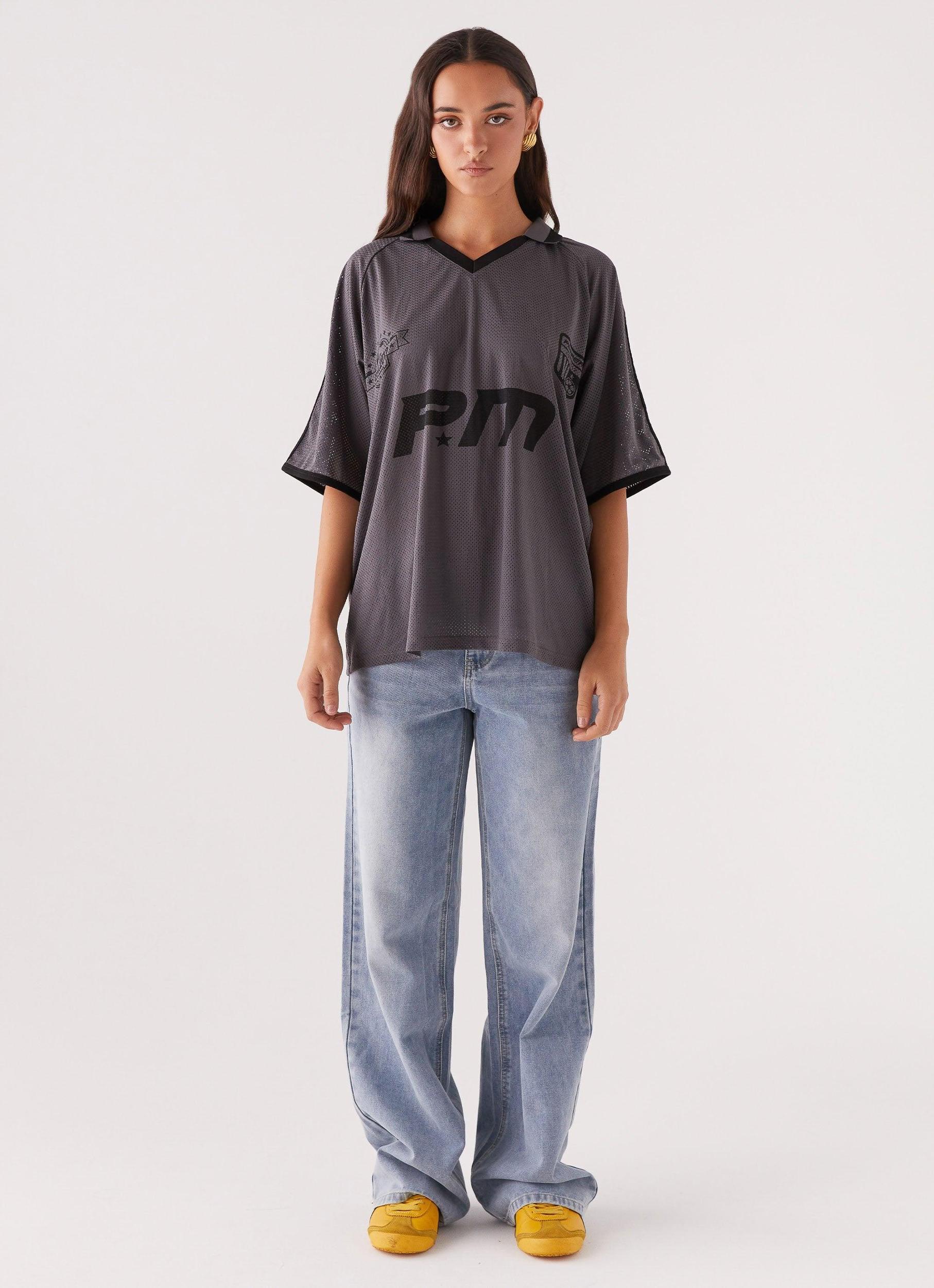 Let's Go Jersey Top - Grey Product Image