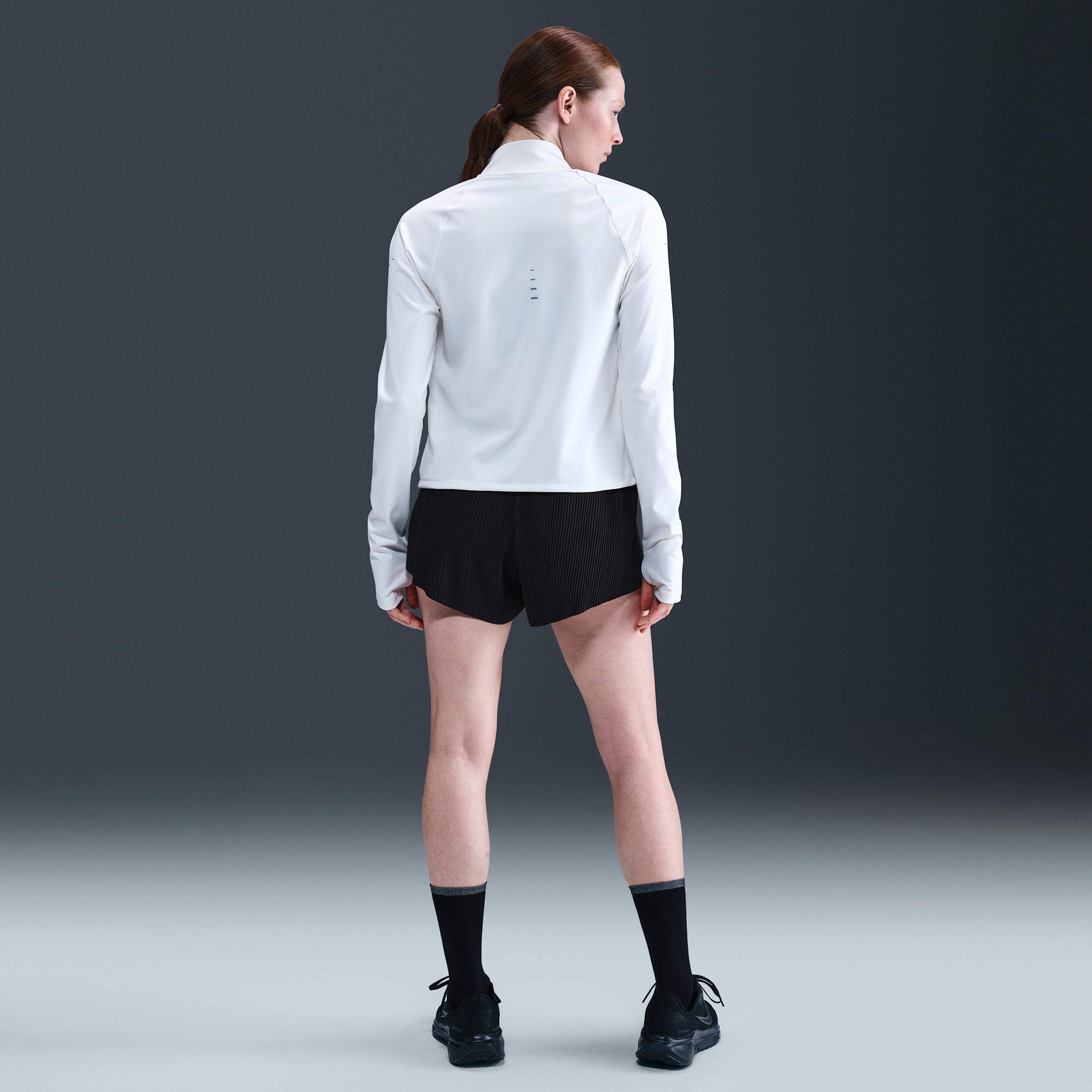 Nike Womens AeroSwift Dri-FIT ADV Mid-Rise 3 Inch Brief-Lined Shorts in Black/White Product Image