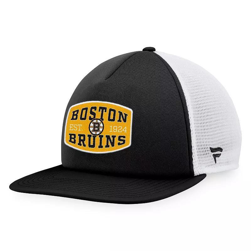 Men's Fanatics Branded Black/White Pittsburgh Penguins Foam Front Patch Trucker Snapback Hat Product Image
