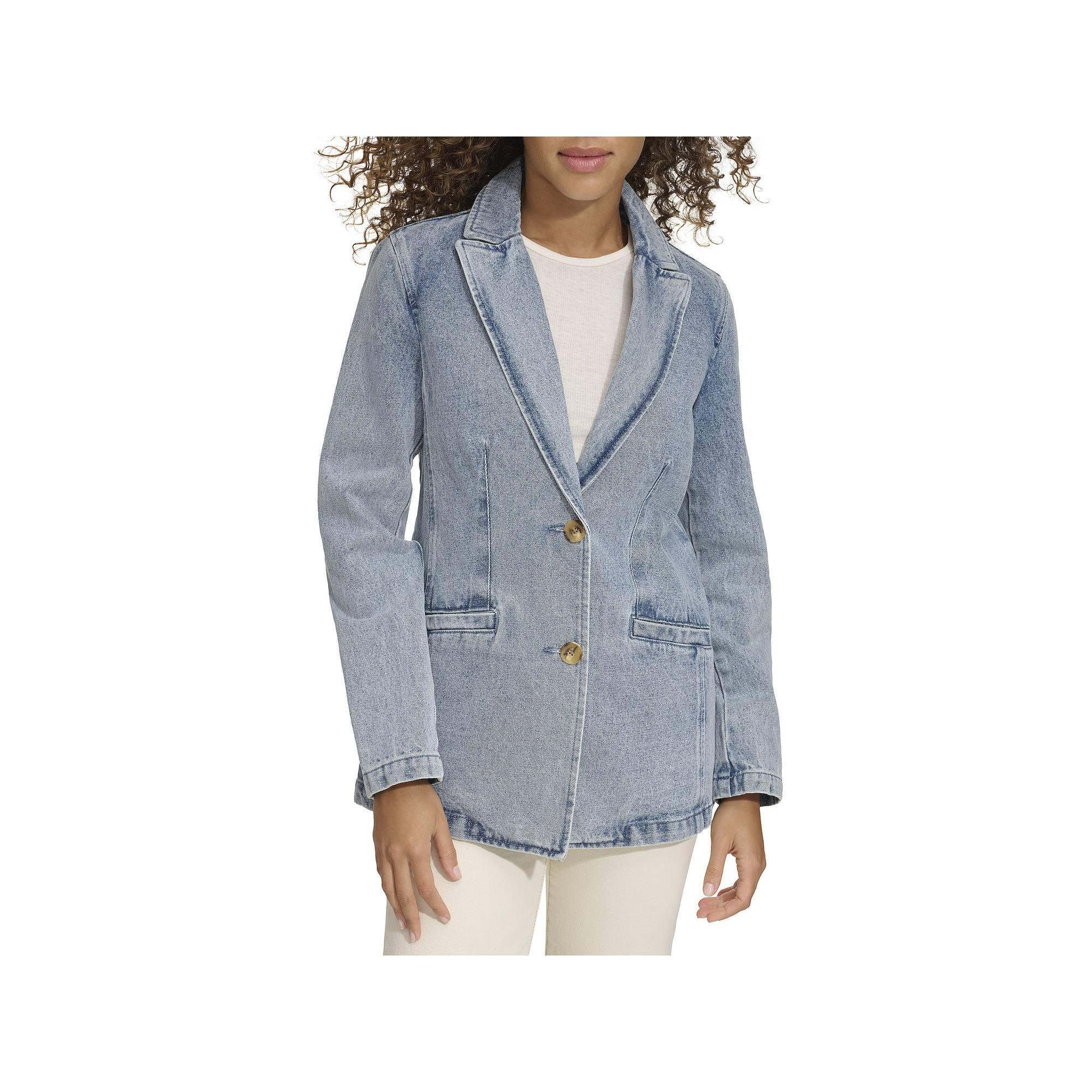 Womens Levis Denim Notch Collar Blazer Light Blue Product Image