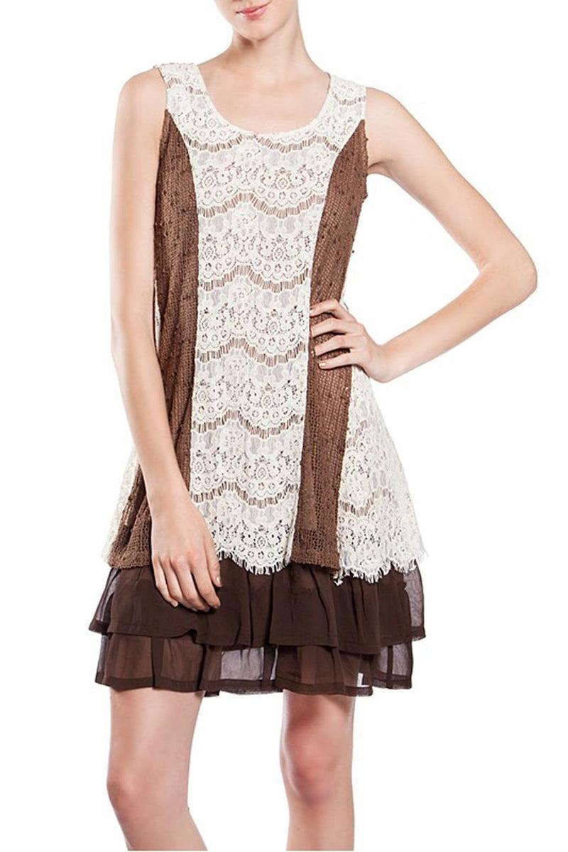 Brown Lace Dress Product Image
