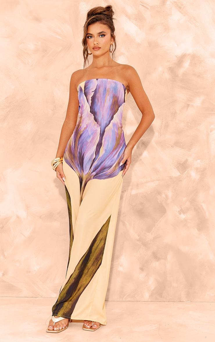 Lemon Oversized Chiffon Floral Print Bandeau Maxi Dress Product Image