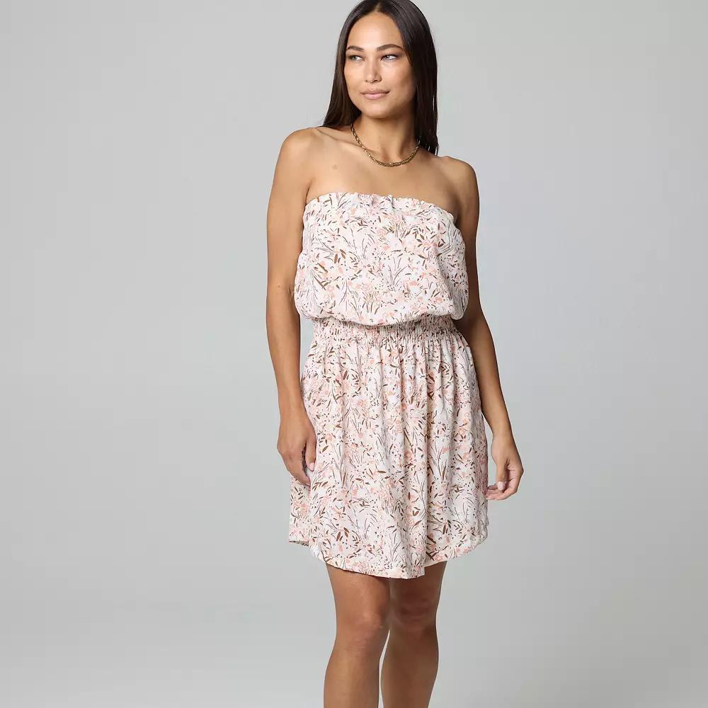 Womens J. Valdi Swim Cover-Up Bandeau Cinch Waist Dress Product Image