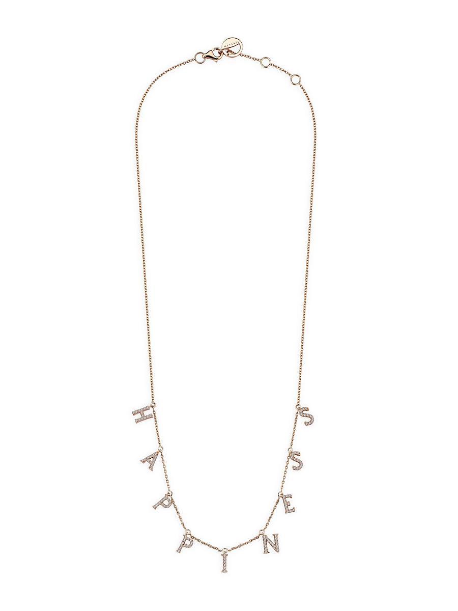 Womens Love Happiness 18K Rose Gold Charm Pendant Necklace Product Image