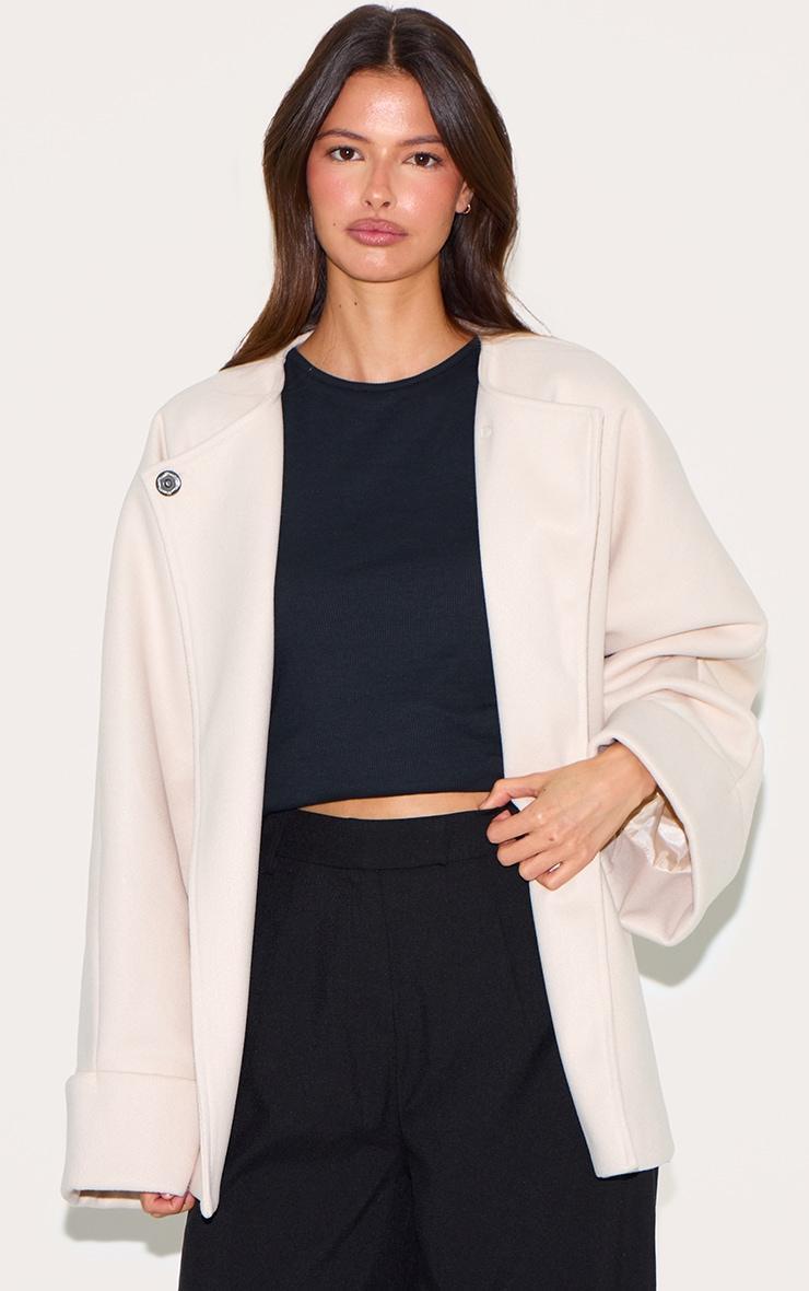 Cream Wool Look Batwing Jacket Product Image