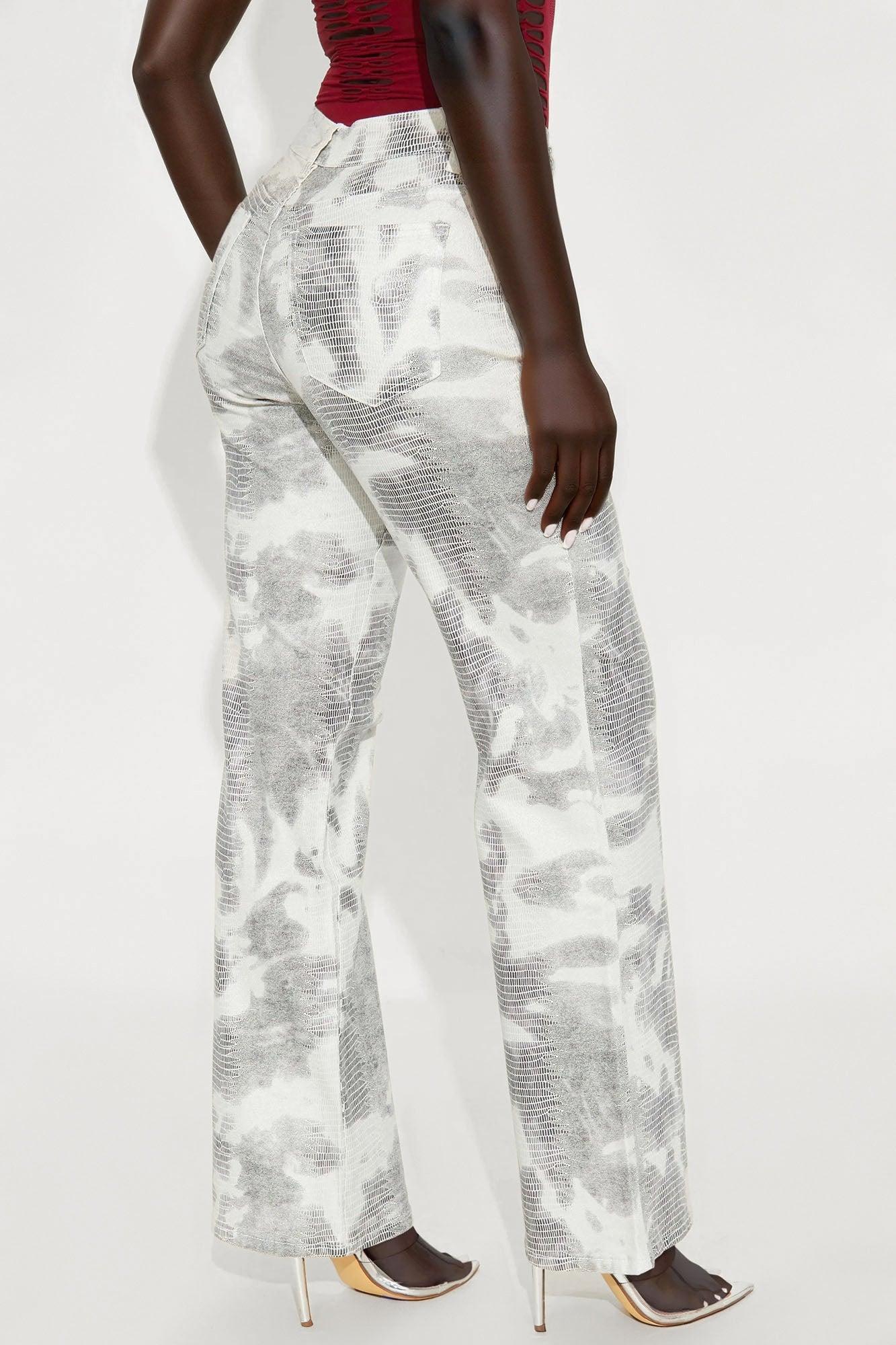 Wild Dreamer Printed Flare Jeans - White/combo Female Product Image