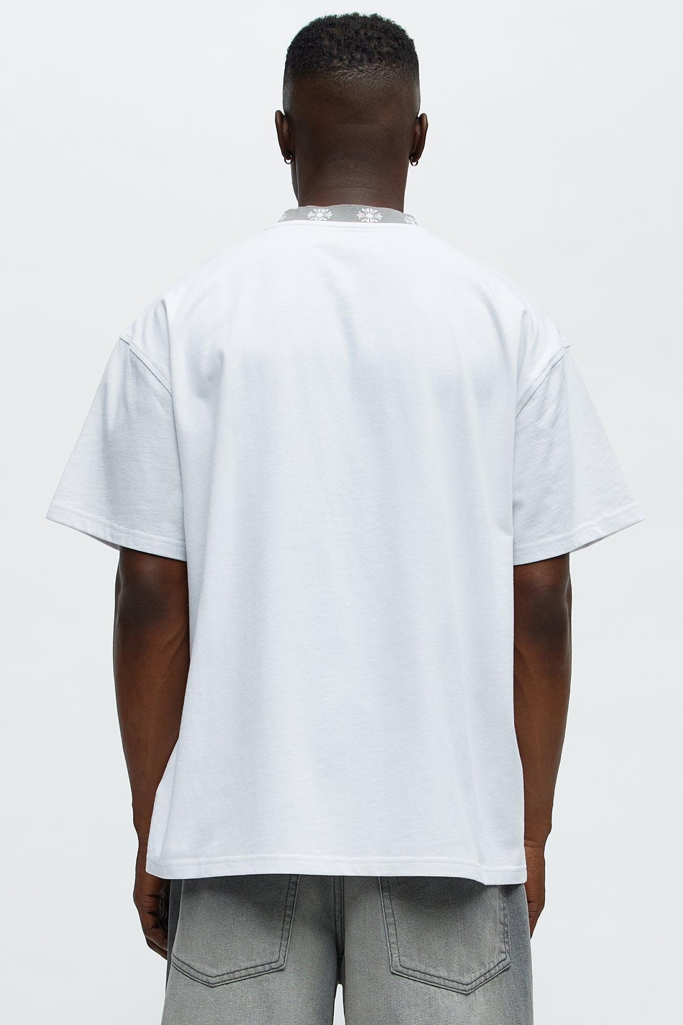 Short Sleeve Cross Collar Graphic - White Product Image