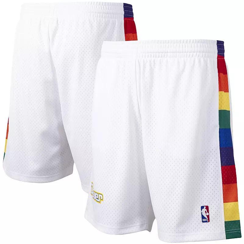 Men's Mitchell & Ness White Denver Nuggets Hardwood Classics Primary Logo Swingman Shorts, Size: Small, Nug White Product Image