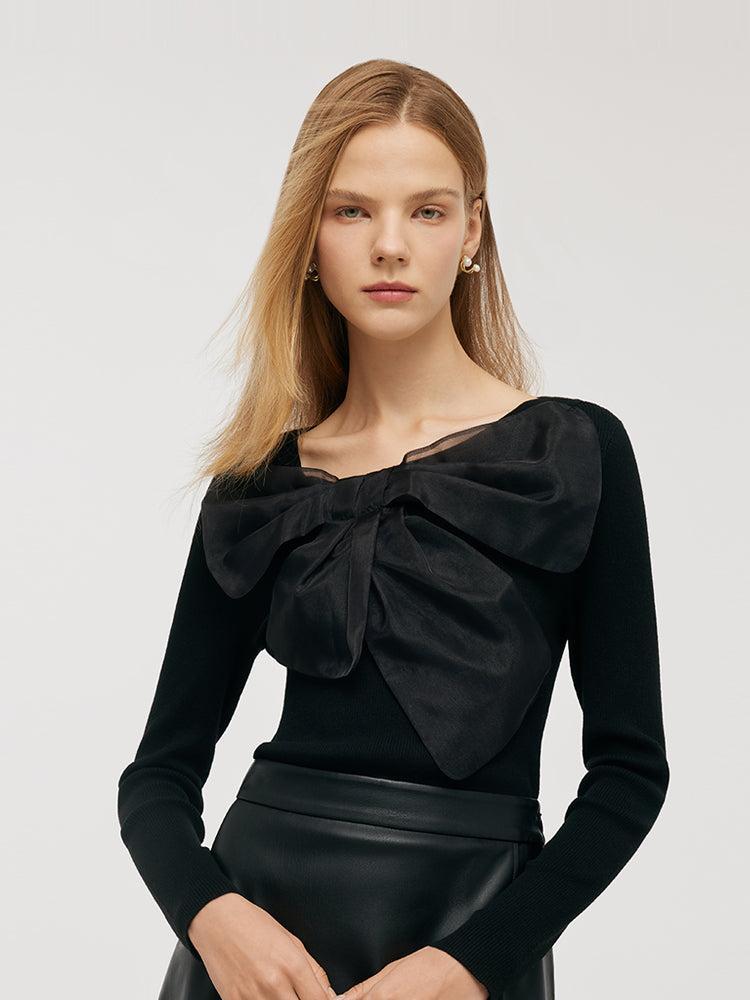 Slim-Fit Women Bowknot Sweater Product Image