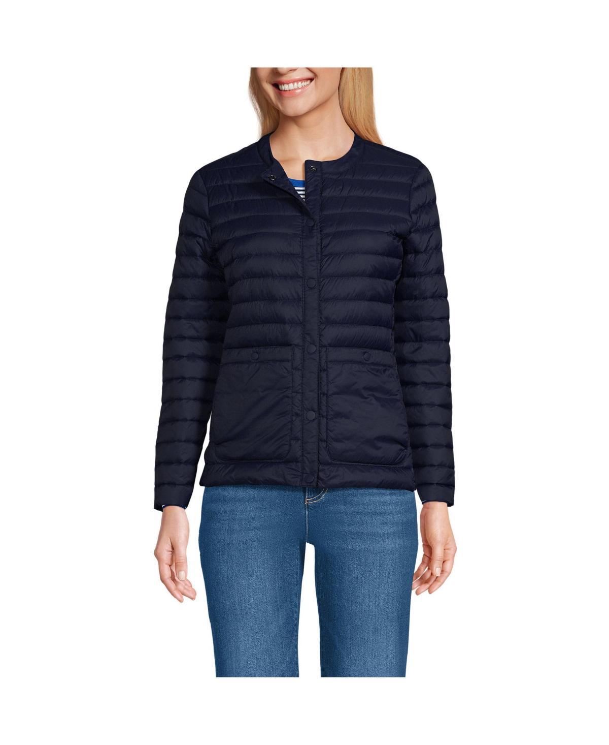 Women's Lands' End Collarless Wanderweight Down Puffer Jacket, Size: XS, Sunset Poppy Product Image