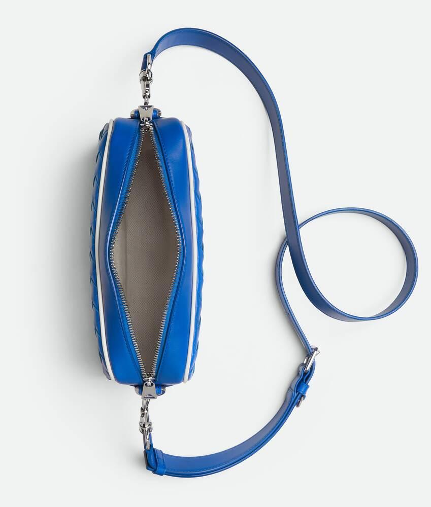 Men's Small Intrecciato Camera Bag in Cobalt/white Product Image