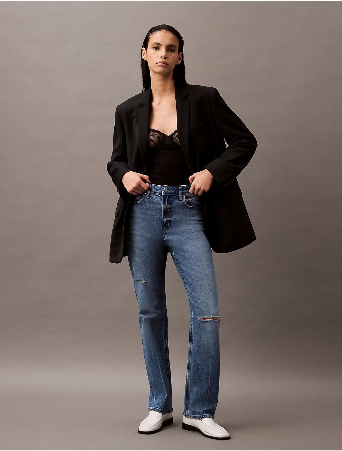 Calvin Klein Women's High Rise Straight Jeans - Blue - 32W x 1SL Product Image