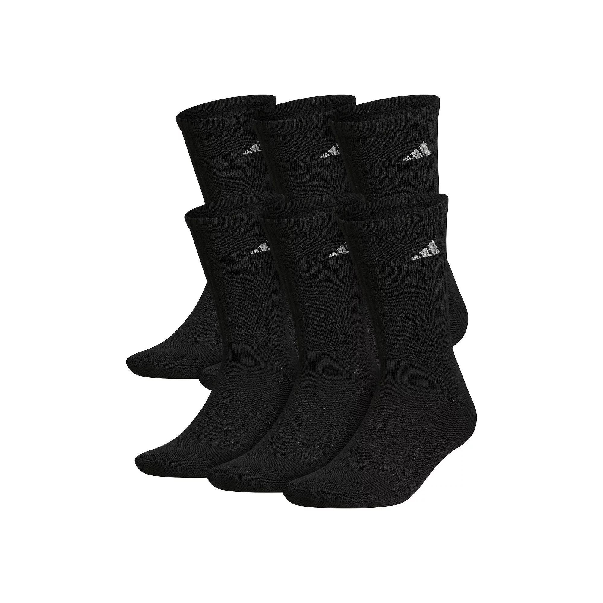 Men's adidas 6-pack Solid Color Athletic Cushioned Crew Socks, Size: 5-8, Black Product Image