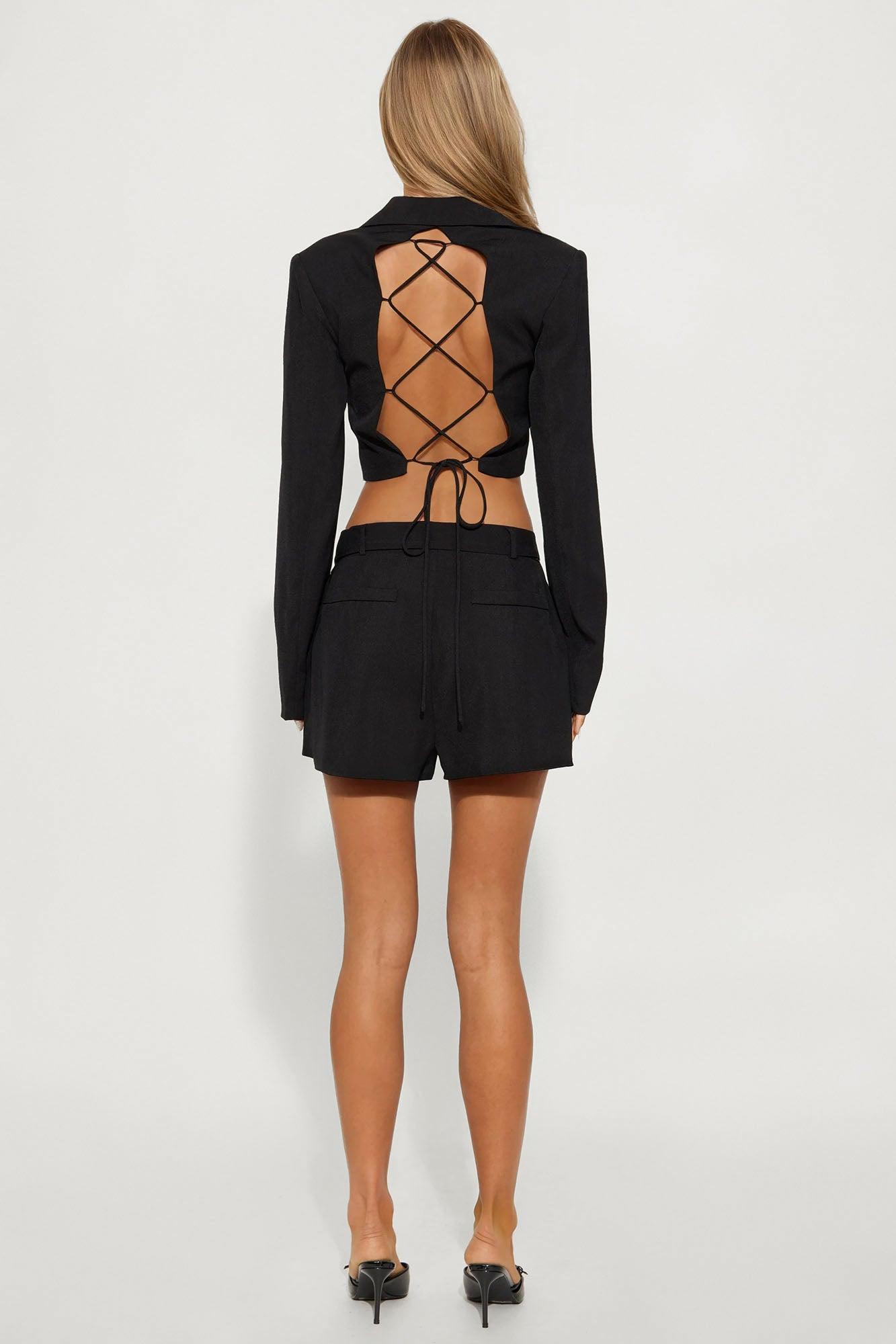 Pretty Business Cropped Blazer - Black Product Image