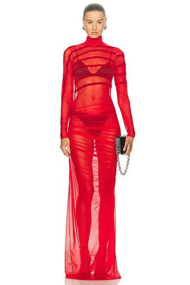 Gaultier & Mariniere Turtleneck Draped Mesh Dress Product Image