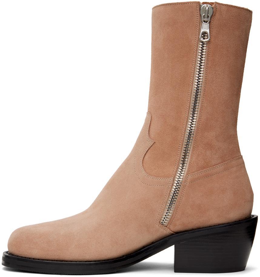 DRIES VAN NOTEN Beige Zip Boots In 300 Blush Product Image