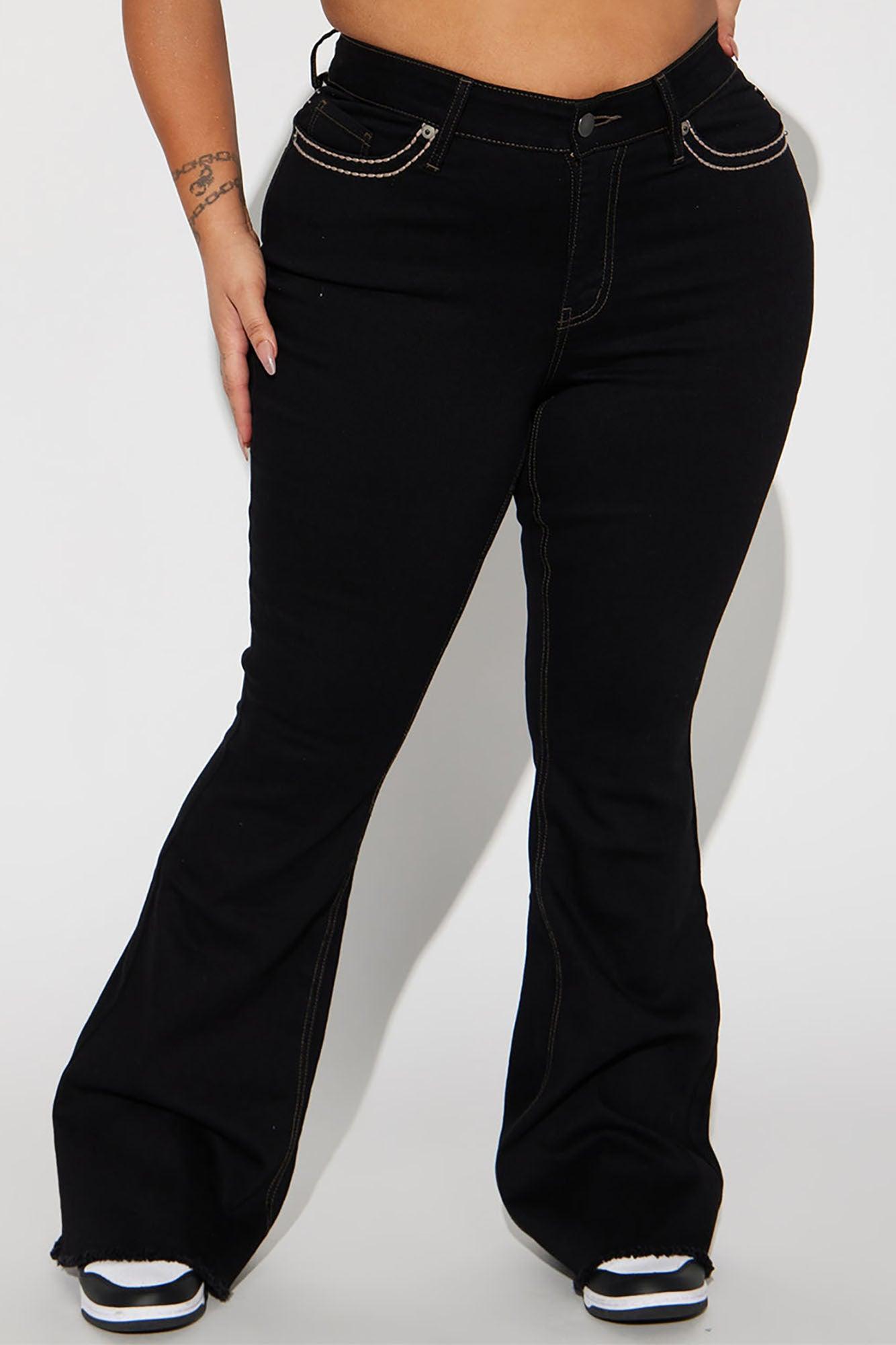 Dallas Mid Rise Stretch Flare Jeans - Black Product Image