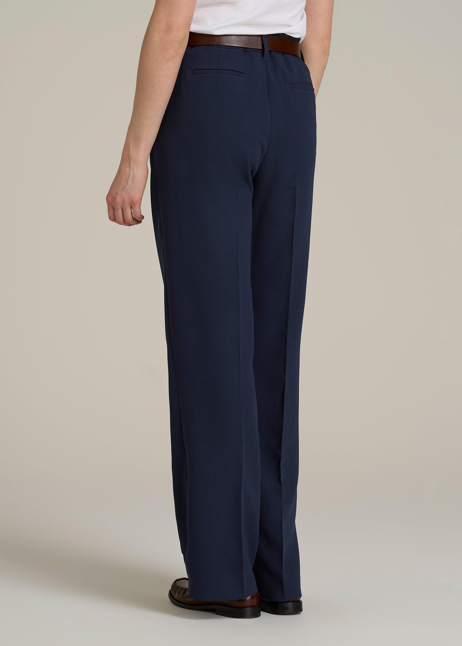 Wide Leg Pleated Dress Pants 2.0 for Tall Women in Navy Product Image
