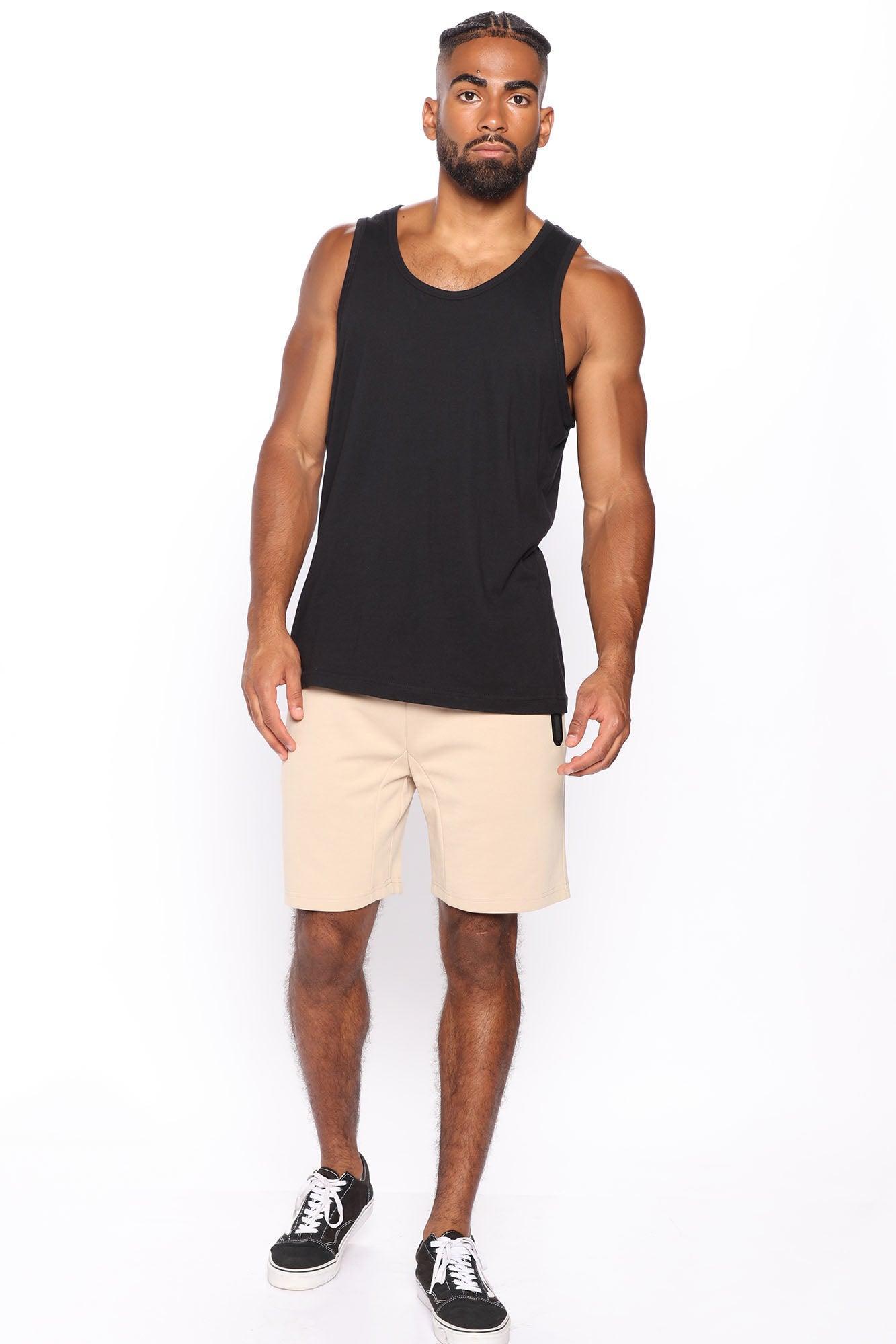 On The Run Zip Pocket Fleece Shorts - Khaki Product Image