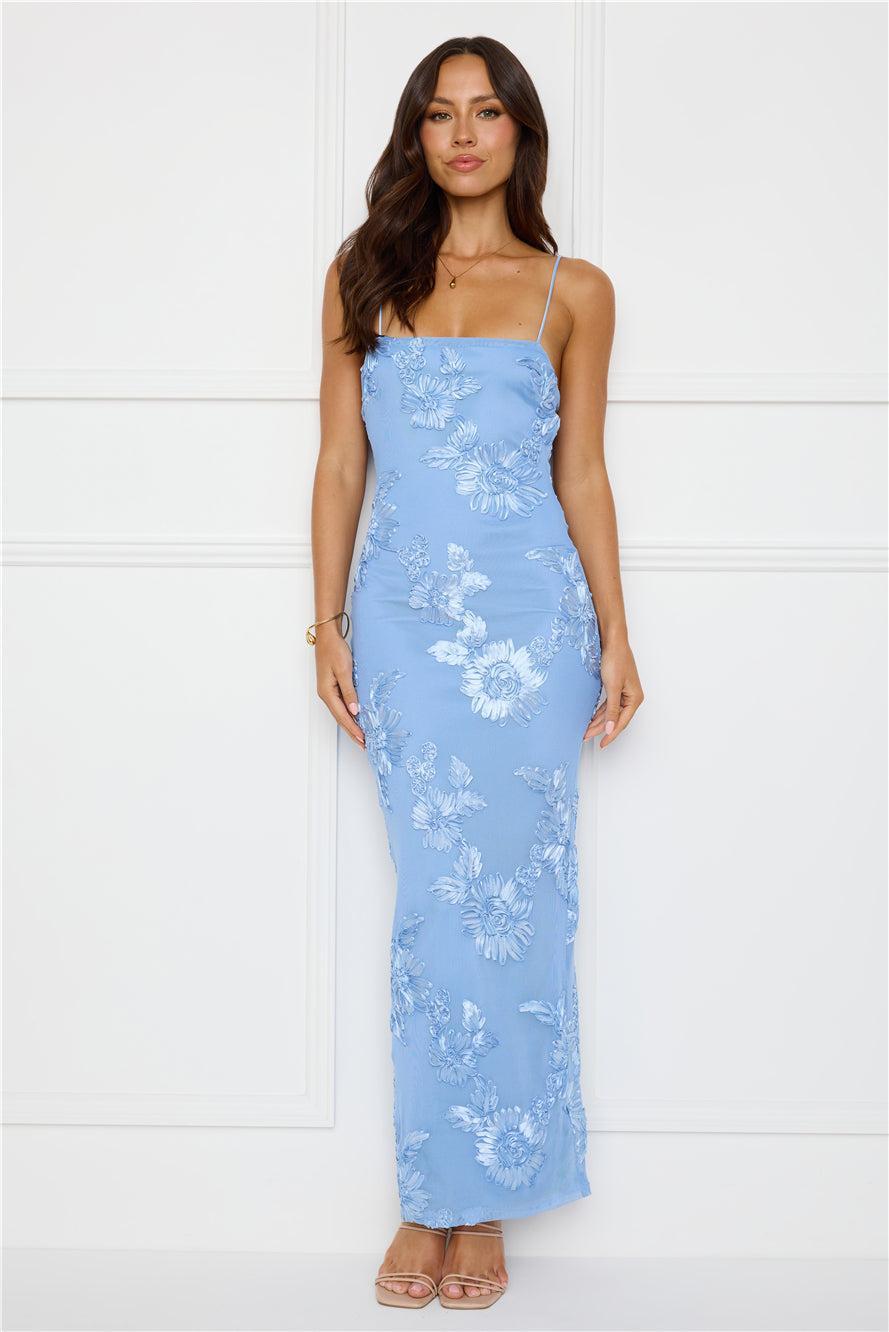 Amber Zest Mesh Maxi Dress Blue Product Image