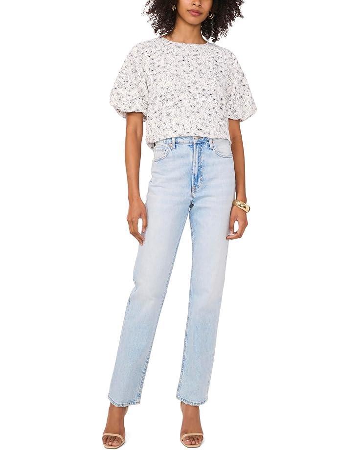 3/4 Sleeve Ruffled V-Neck Blouse Product Image