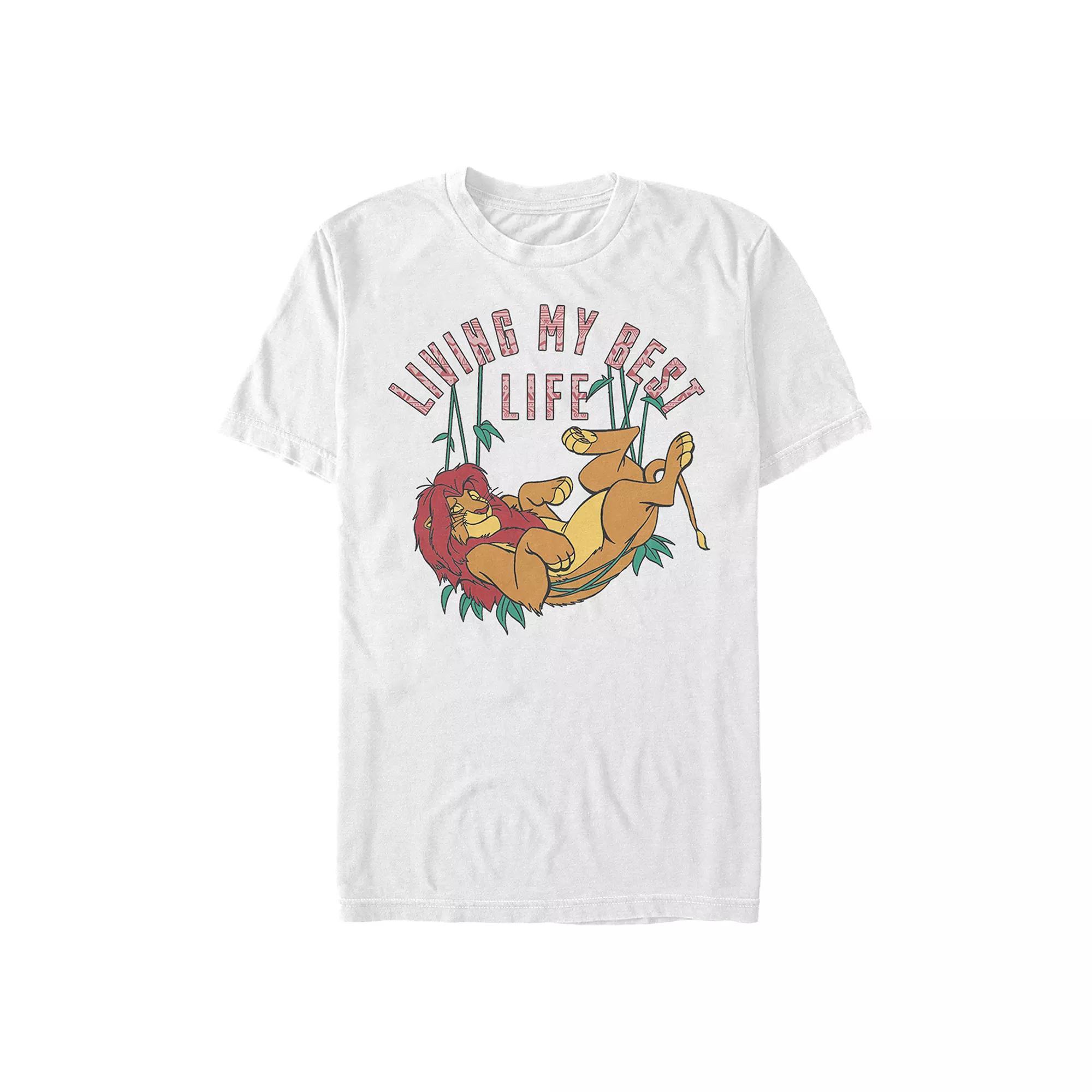 Disney's The Lion King Simba Living My Best Life Men's Graphic Tee, Size: Medium, White Product Image