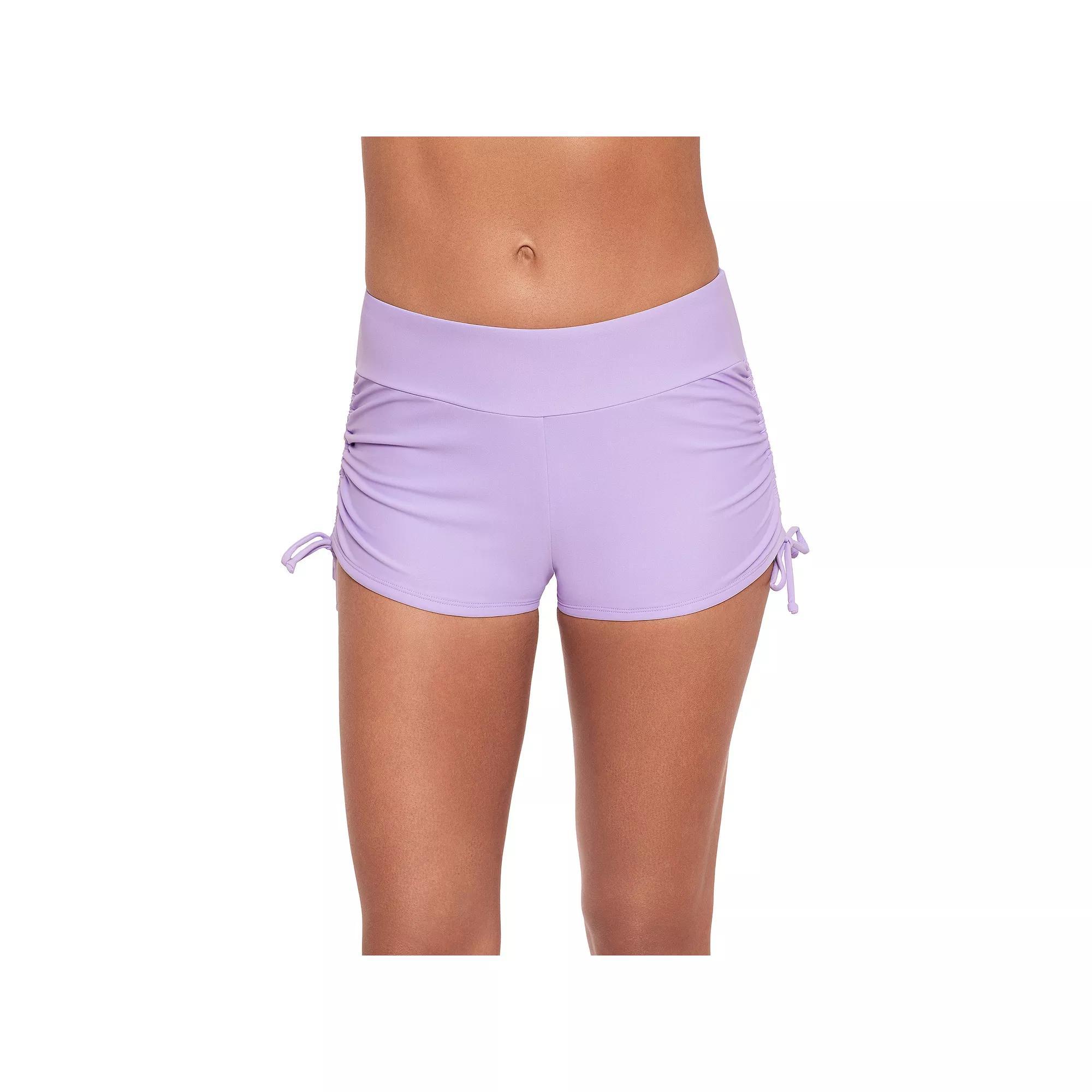 Women's ECO BEACH Side-Ruched Swim Shorts, Size: Small, Dusty Purple Product Image