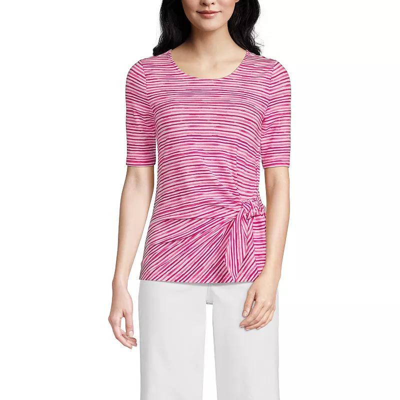 Petite Lands End Elbow Sleeve Tie Front Top, Womens Product Image