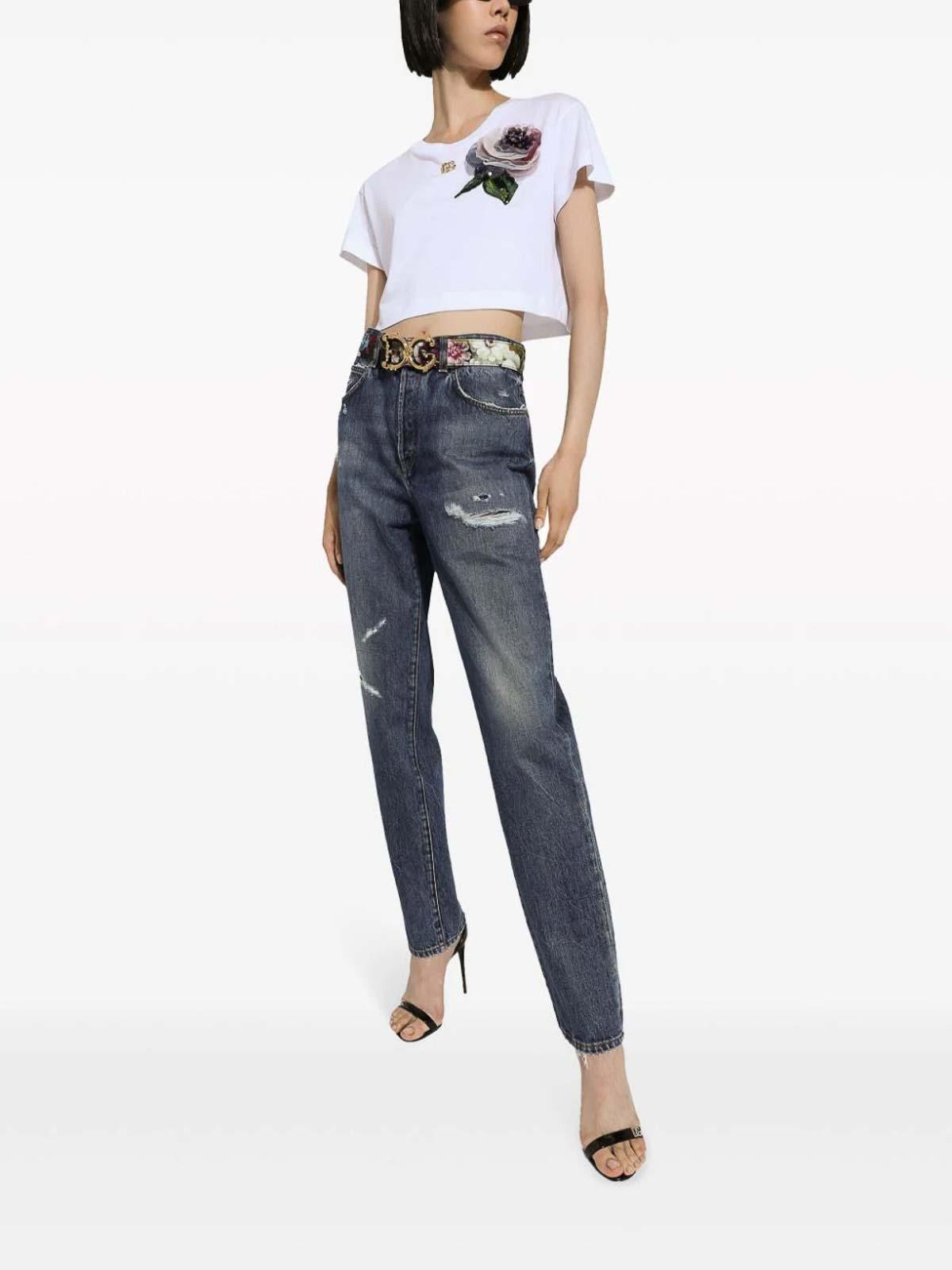 DOLCE & GABBANA Jeans Im Distressed-look In Blue Product Image