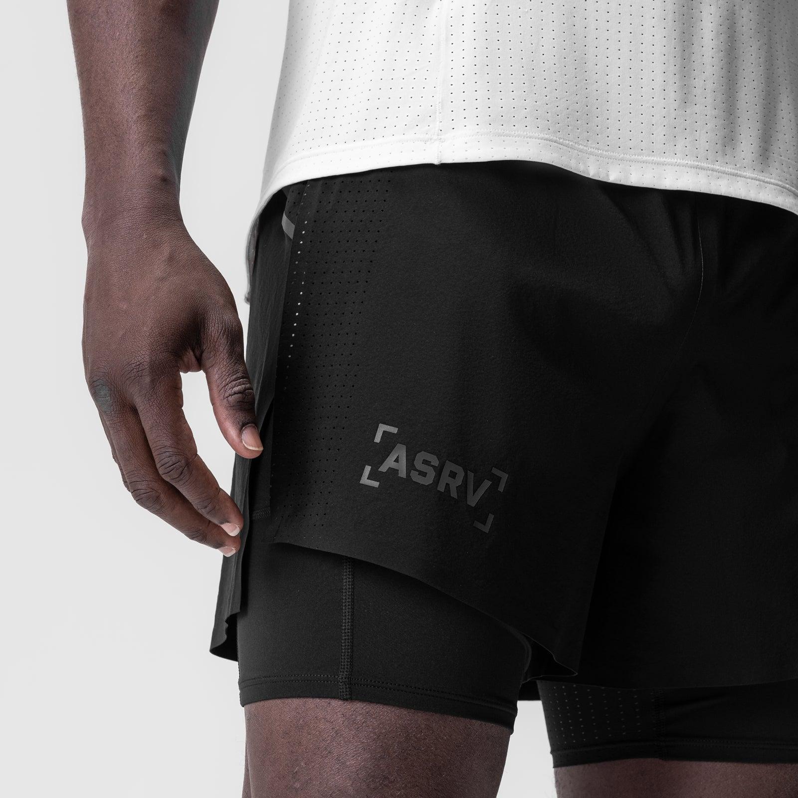 0951. Aerotex™ 4" High Split Liner Short - Black/Black Product Image