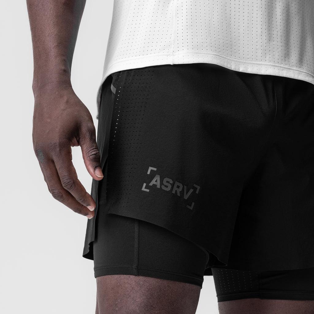 0951. Aerotex™ 4" High Split Liner Short - Black/Black Male Product Image