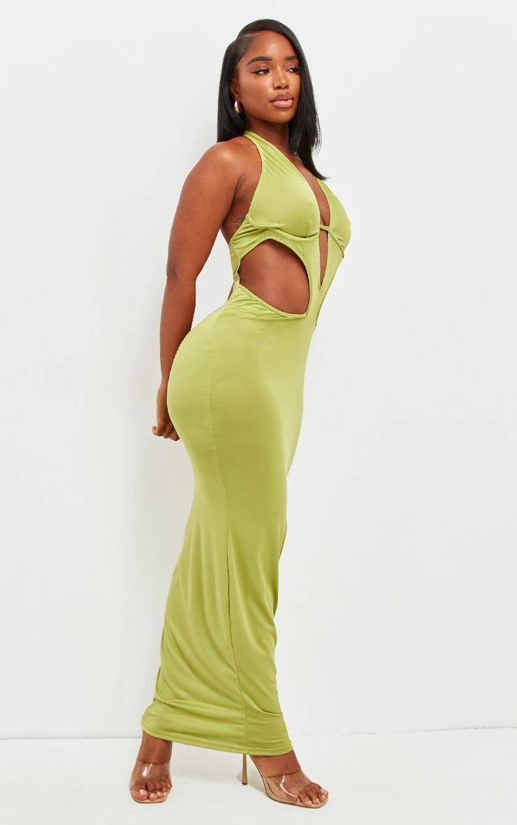 Shape Olive Bralet Detail Cut Out Front Maxi Dress Product Image
