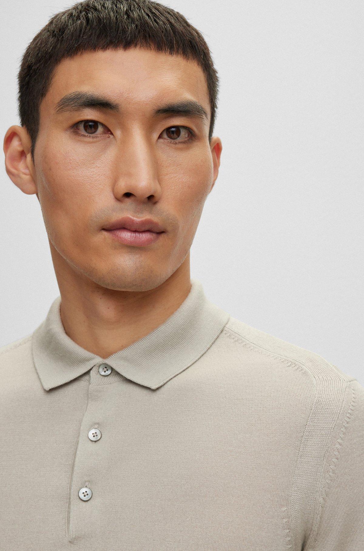 Polo-collar sweater in wool, silk and cashmere Product Image