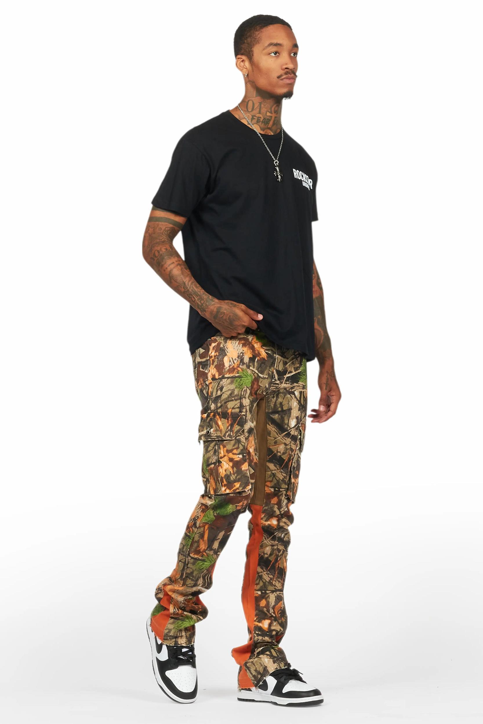 Rolan Orange Tree Camo Stacked Flare Jean Male Product Image