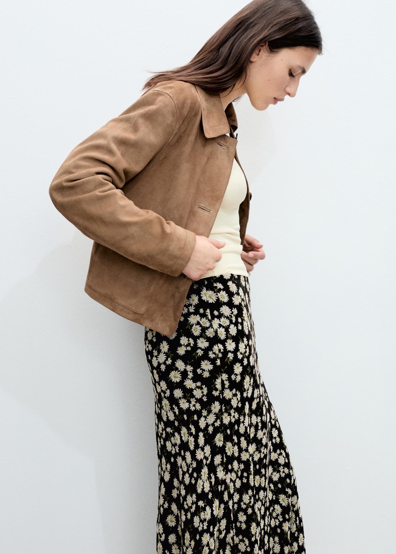 Long floral flared skirt - Women | MANGO USA Product Image