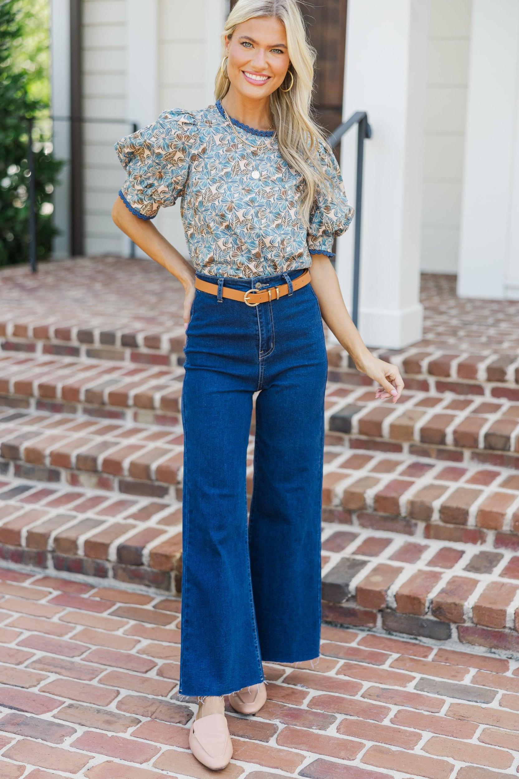 Love You True Blue Floral Blouse Female Product Image