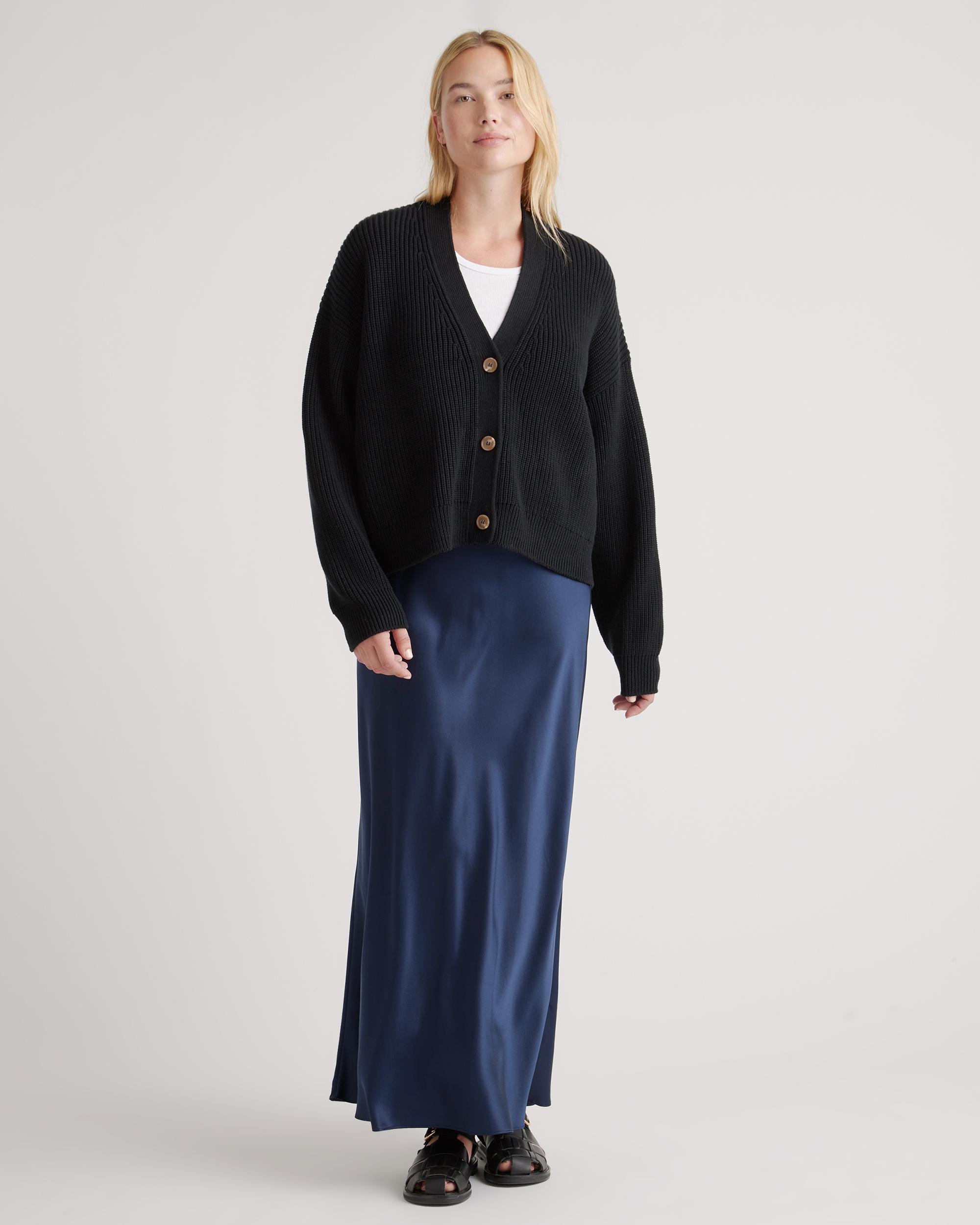 Quince | Women's Fisherman Boxy Cropped Cardigan Sweater Organic Cotton Product Image