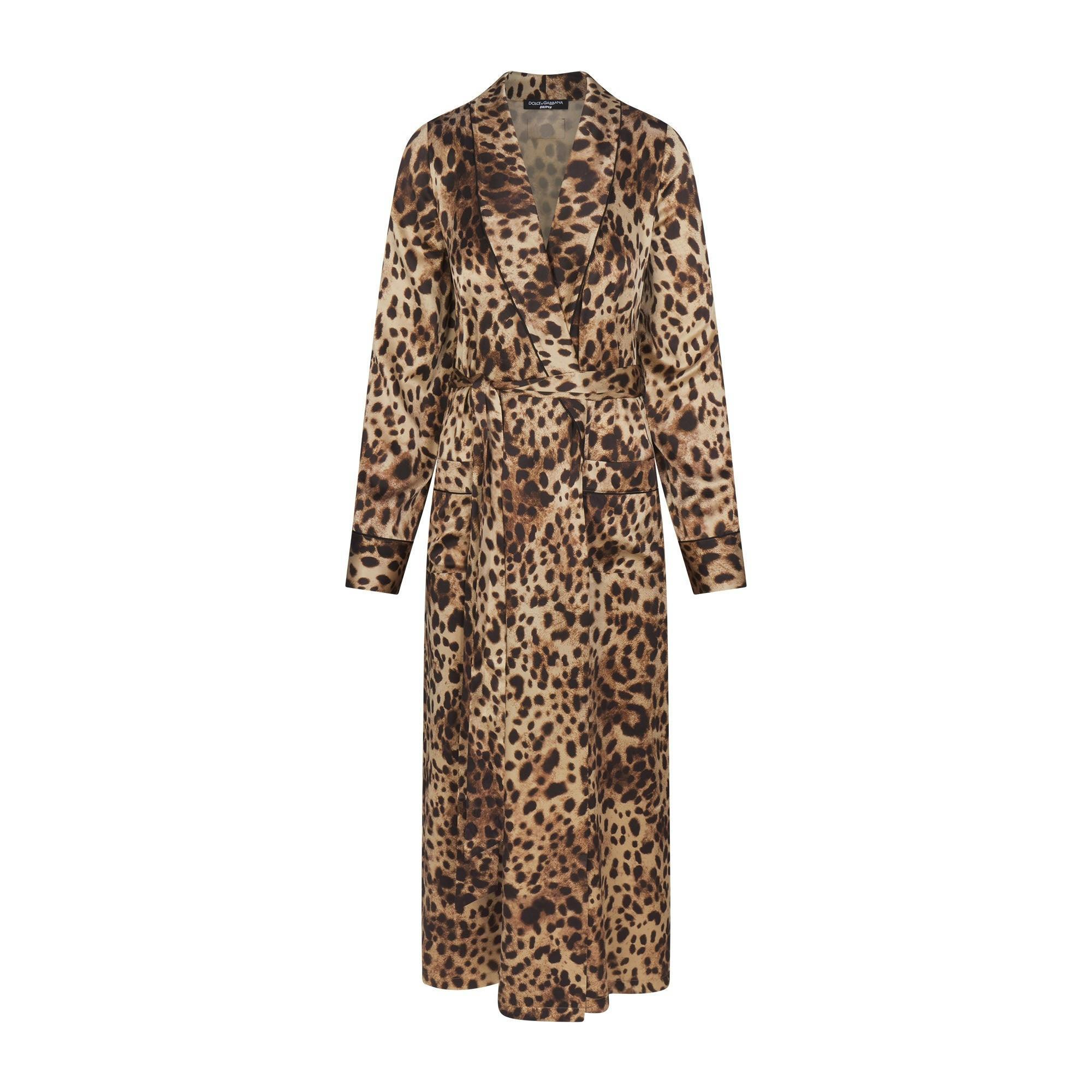 DOLCE&GABBANA X SKIMS SILK LONG ROBE | LEOPARD Product Image