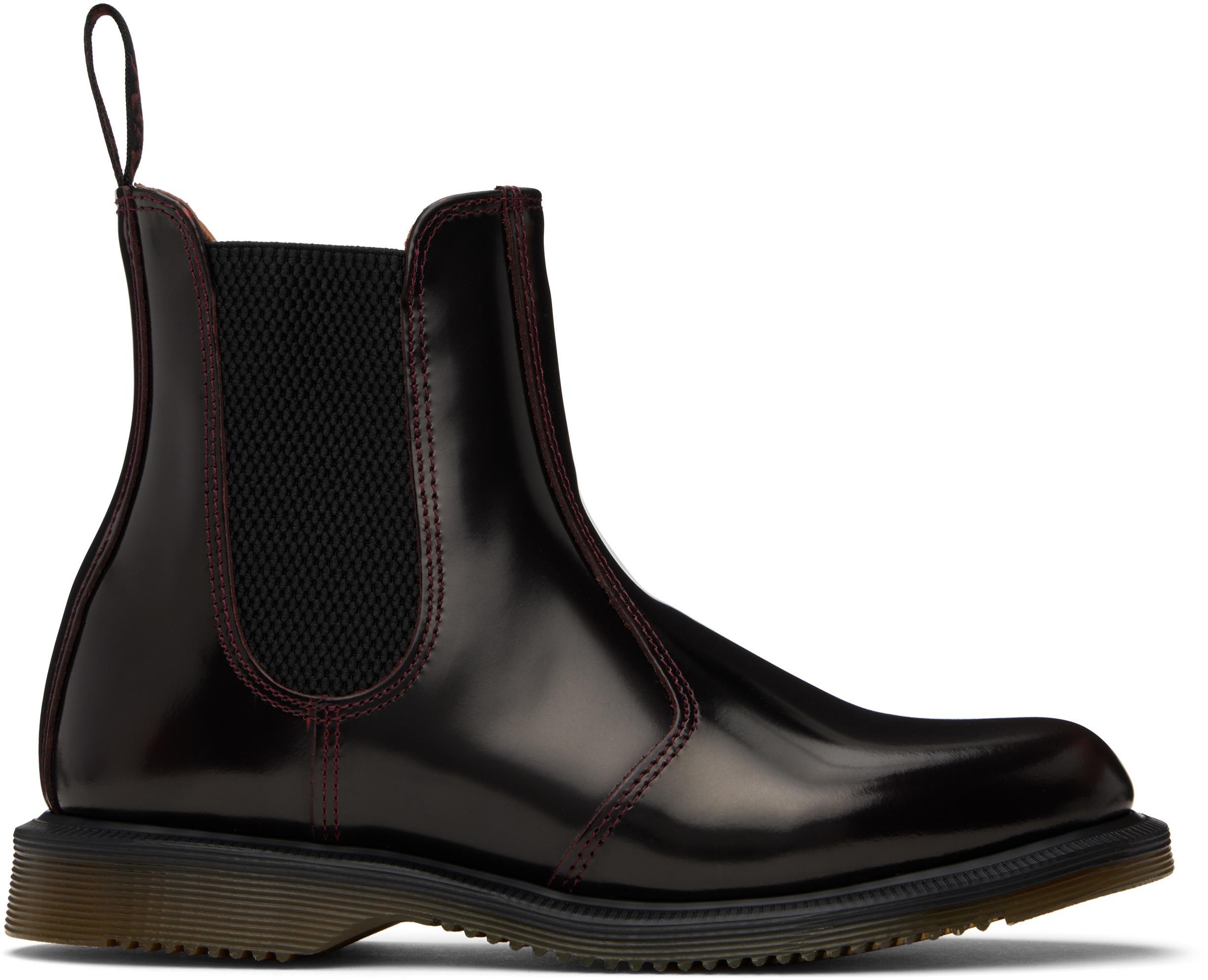 DR. MARTENS' Burgundy Flora Arcadia Chelsea Boots In Cherry Red Product Image