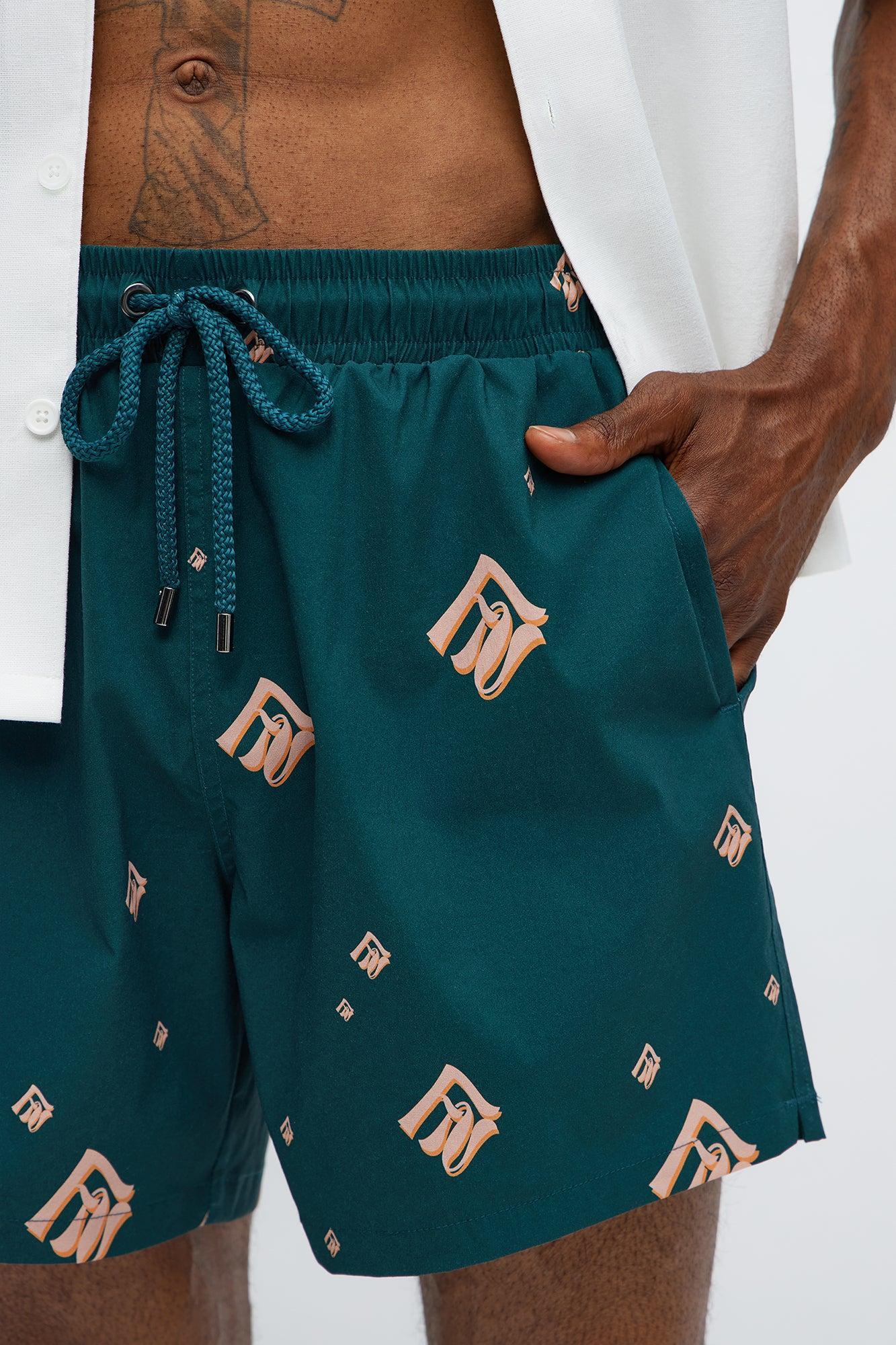 Chateau Luxe Printed Swim Mid Trunk - Teal/combo Product Image