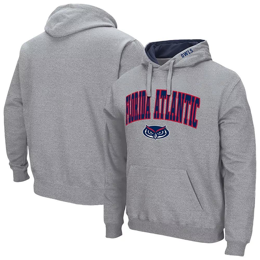 Men's Colosseum Heather Gray Florida Atlantic Owls Arch & Logo 3.0 Pullover Hoodie, Size: 2XL, Fau Grey Product Image